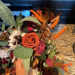 Ling’s Moments Terracotta Bridesmaid Bouquets with Orange and Burgundy Accents